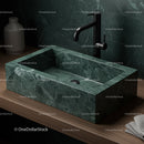 Elegant Green Marble Bathroom Sink with Black Faucet
