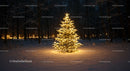Illuminated Christmas Tree Glowing in Snowy Forest Night