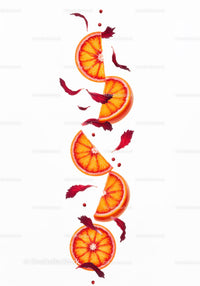 Blood Orange Slices with Hibiscus Petals on White