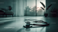 Stethoscope on a Modern Clinic Desk with Soft Natural Light