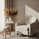 Cozy beige armchair with natural dried pampas grass decor