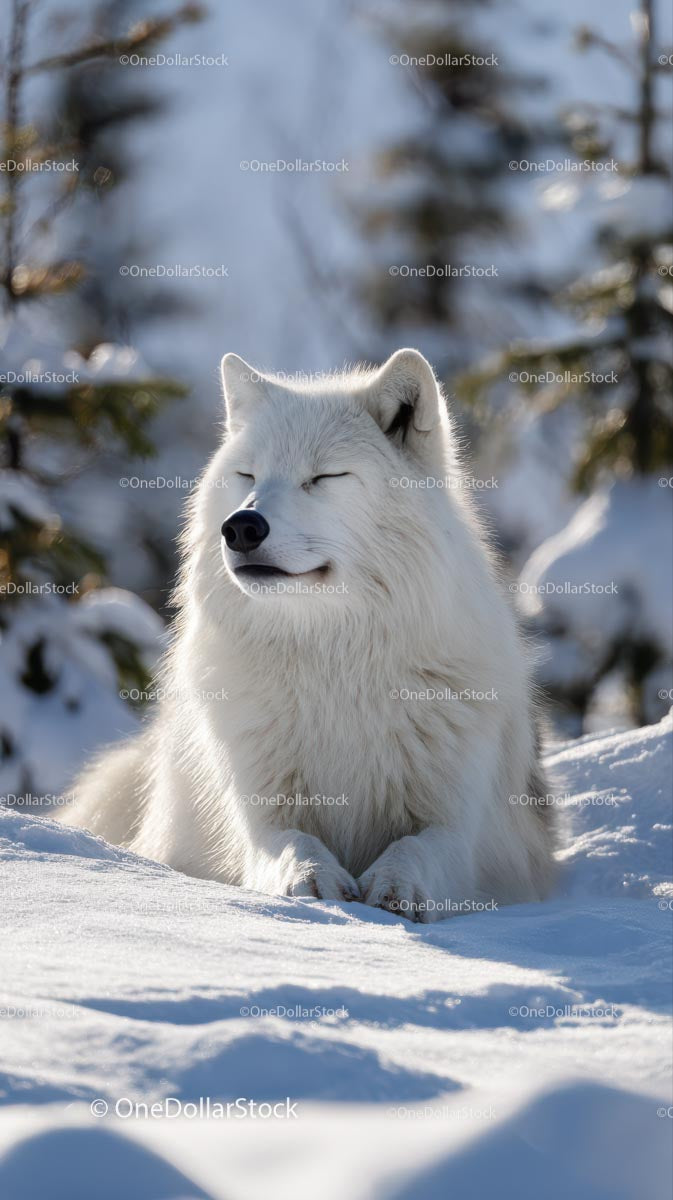 Charming Arctic Fox Resting in a Snowy Landscape