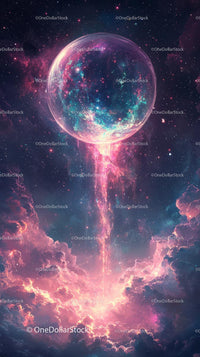 Colorful Cosmic Explosion with Galaxy and Nebula in Deep Space
