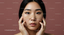 Close-up of a Beautiful Woman with Tape on Face and Natural Skin