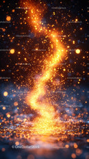 Vibrant Gold and Orange Sparkles with Dynamic Light Trail
