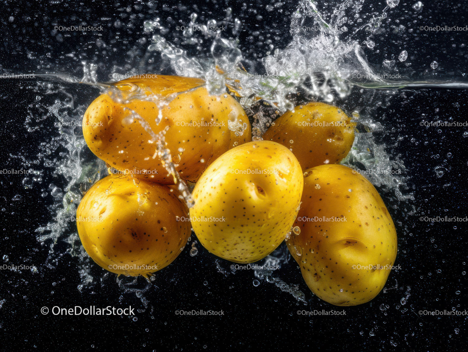 Fresh Ripe Yellow Apples in Water Splash