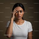 Emotionally Confused Woman Expressing Stress and Frustration