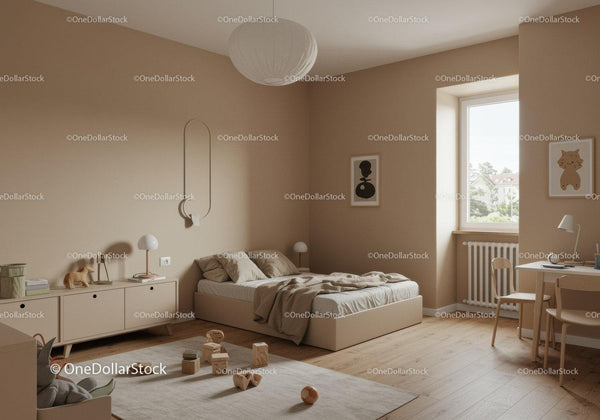 Nowoczesna sypialnia z przytulnym łóżkiem i minimalistycznym wystrojem w naturalnym świetle