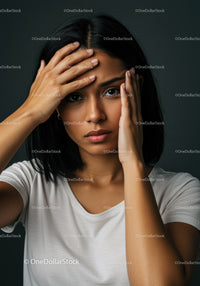 Portrait of Confident Woman with Black Hair and Natural Makeup