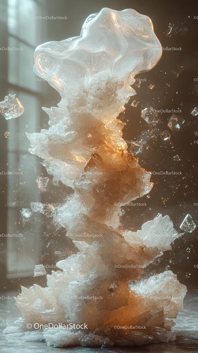 Dramatic Ice Explosion with Shattered Crystals and Dynamic Movement