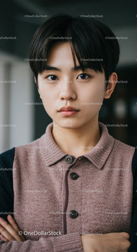 Young Man in Casual Streetwear With Confident Expression