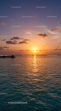 Beautiful Sunset Over Calm Ocean with Vibrant Sky