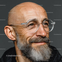 Smiling Mature Man with Glasses and a Stylish Beard