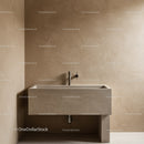 Minimalist Beige Concrete Bathroom Sink with Textured Wall