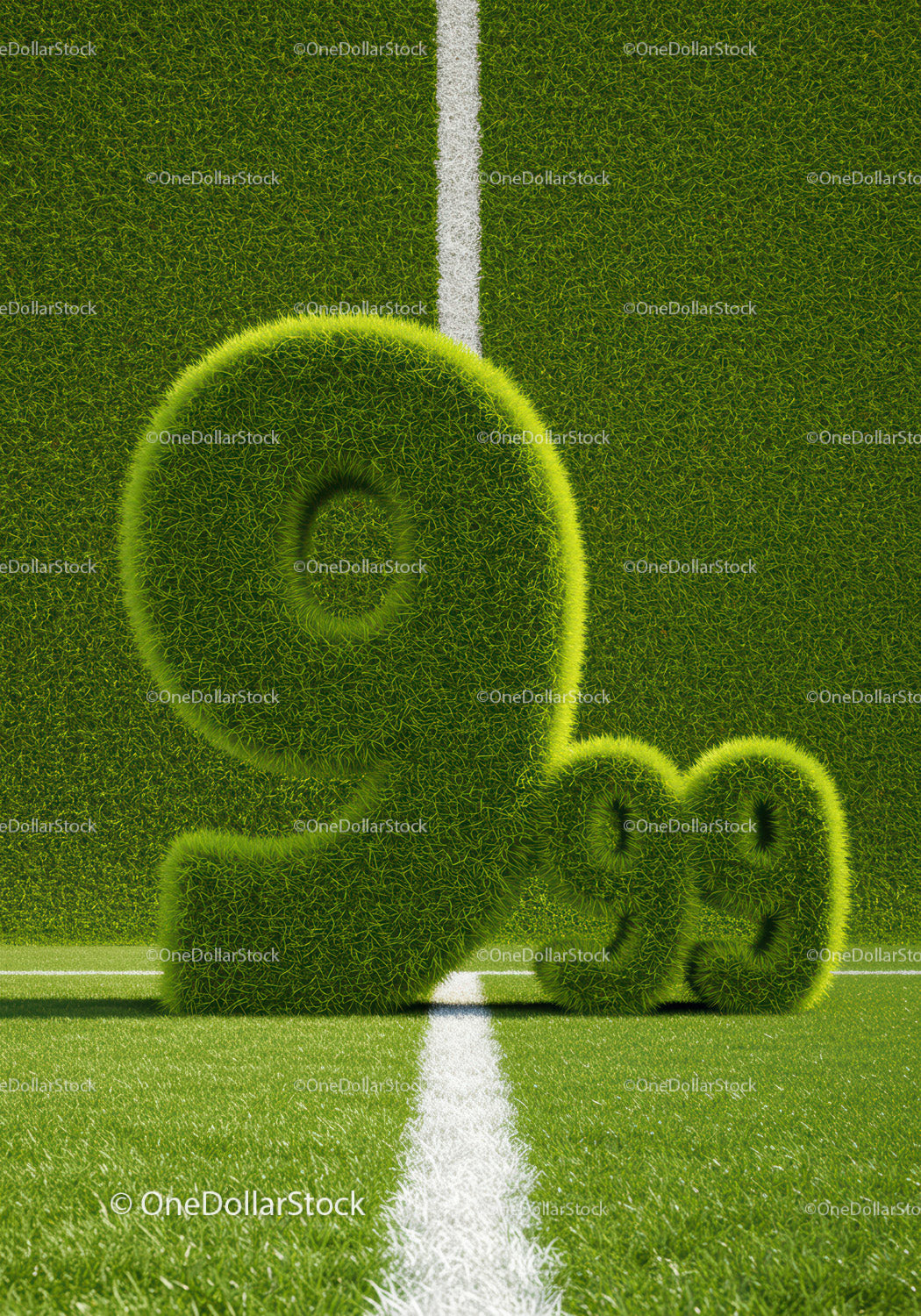 Large grassy number nine with smaller numbers on field