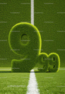 Large grassy number nine with smaller numbers on field