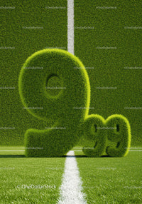 Large grassy number nine with smaller numbers on field