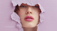 Captivating Female Portrait with Vibrant Pink Lipstick
