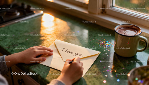 Handwriting a Loving Note by Warm Window Light