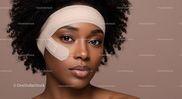Elegancka Afroamerykańska Kobieta z Nieskazitelną Skórą i Naturalnym Makijażem