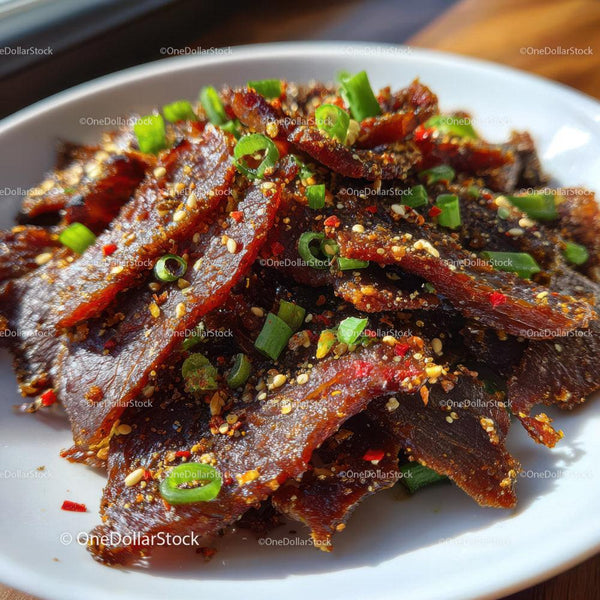 Grilled Spicy Glazed Pork Ribs with Green Onions and Sesame Seeds