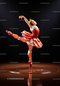 Ballet dancer crafted from fresh strawberries and cream