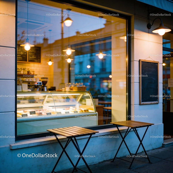 Cozy evening at an inviting city cafe window