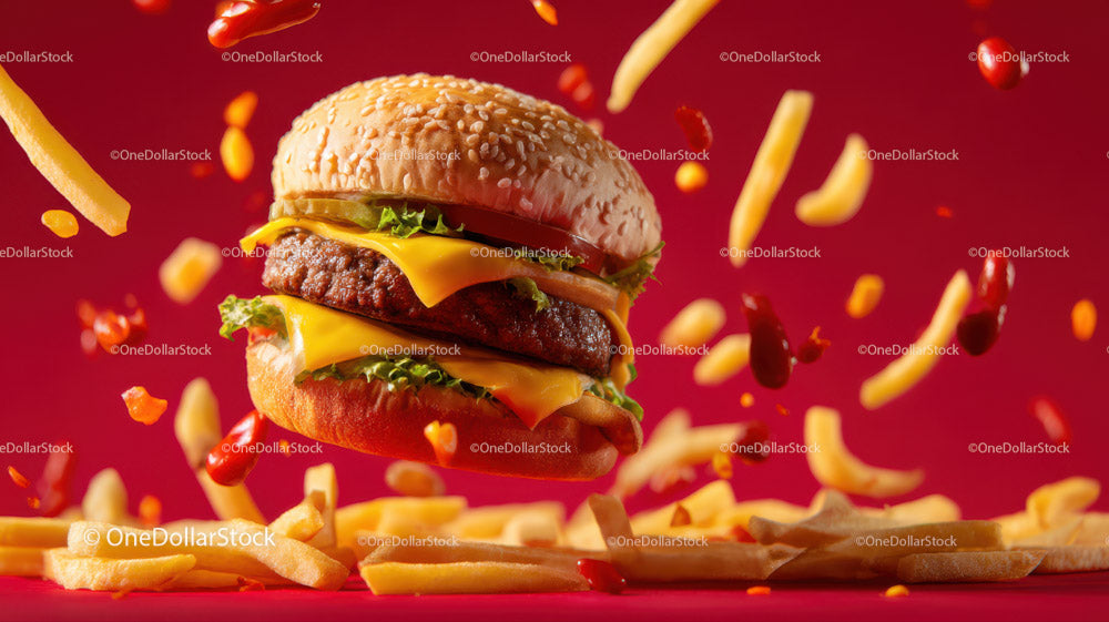 Pyszny cheeseburger ze świeżymi warzywami i rozpływającym się serem