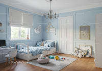 Bright Children's Bedroom with Blue Walls and Playful Decor