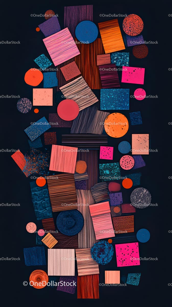 Bright Abstract Geometric Composition with Textured Shapes