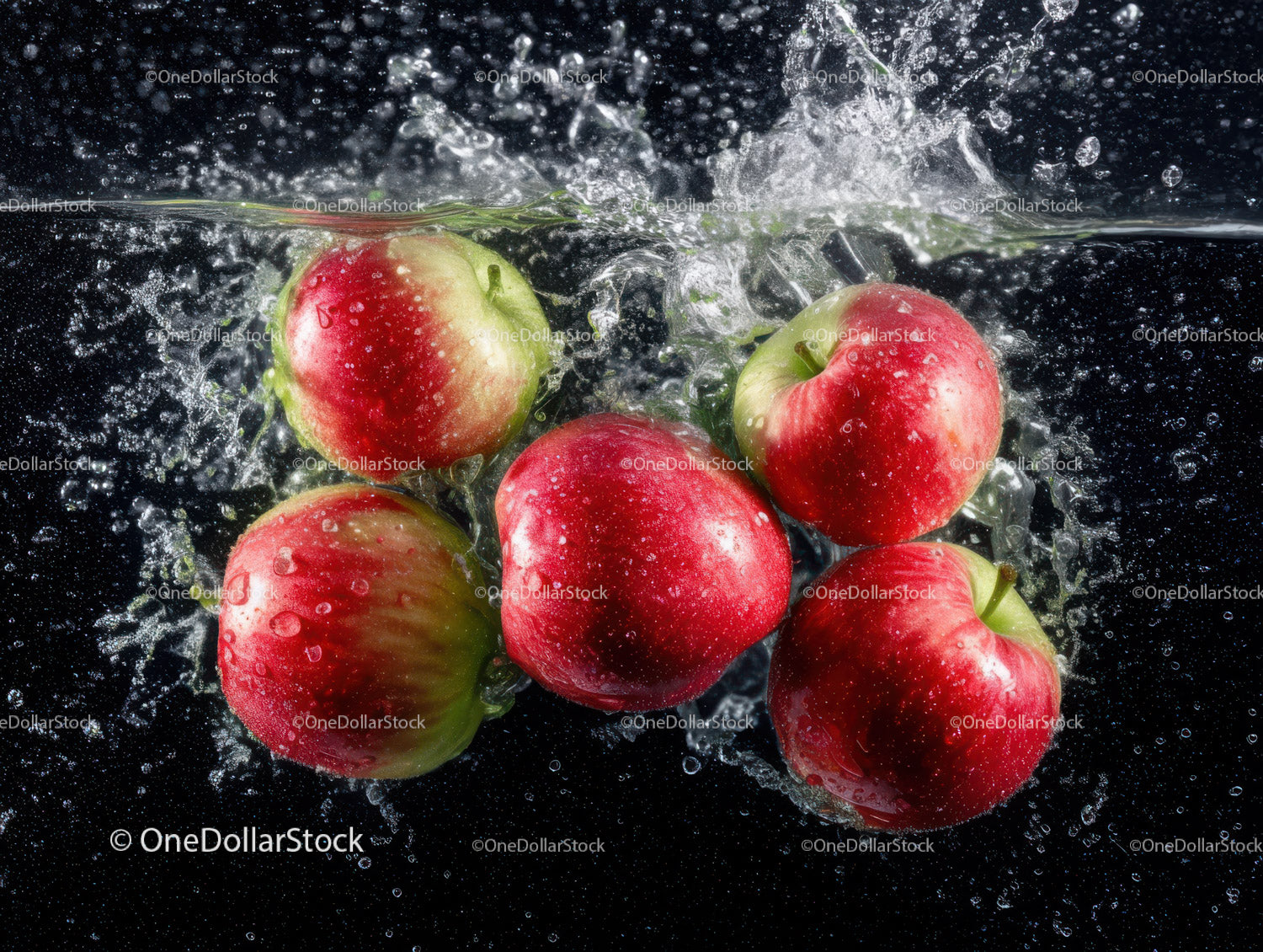 Red Apples Splashing in Water with Fresh Vibrant Look