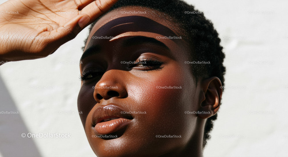 Close-Up Portrait of a Beautiful Woman with Radiant Skin