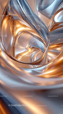 Abstract Gold and Silver Metallic Fluid Flow Art