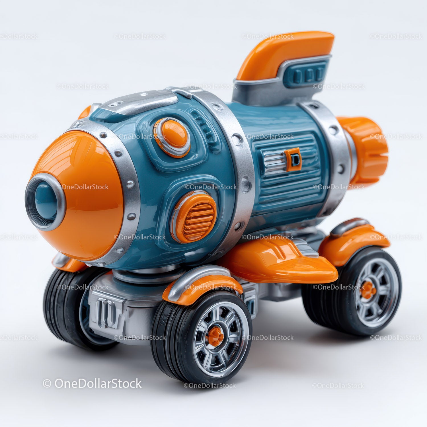 Futuristic Toy Robot with Large Eyes and Bunny Ears for Kids