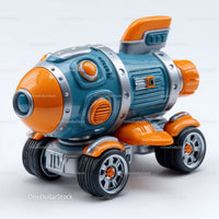 Futuristic Toy Robot with Large Eyes and Bunny Ears for Kids
