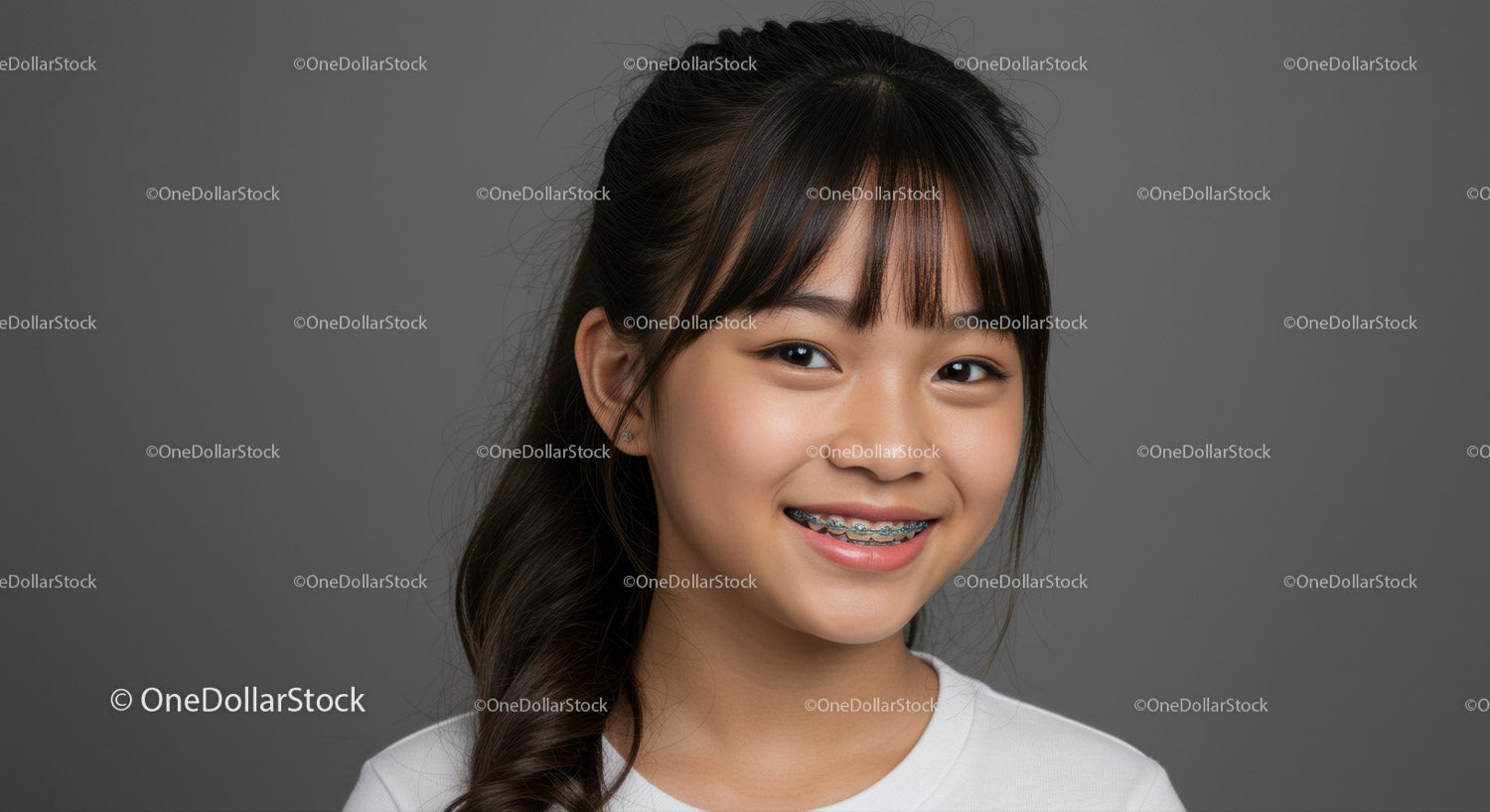 Smiling Girl with Braces Portrait with Bright Expression