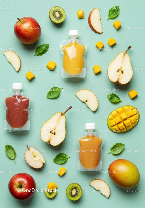 Fresh Fruit Purees in Pouches with Sliced Seasonal Fruits
