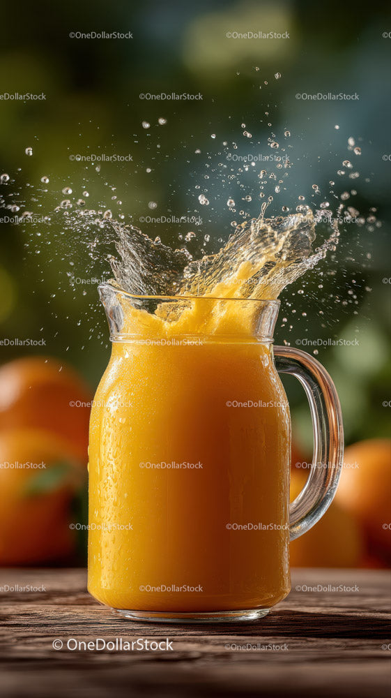 Refreshing Splash of Fresh Orange Juice in Glass Jar
