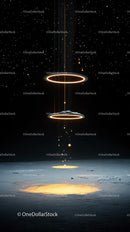 Futuristic Moon Landing Scene with Spacecraft and Astronauts