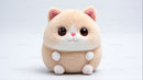 Cute Plush Cat Toy with Large Black Eyes and Pink Nose