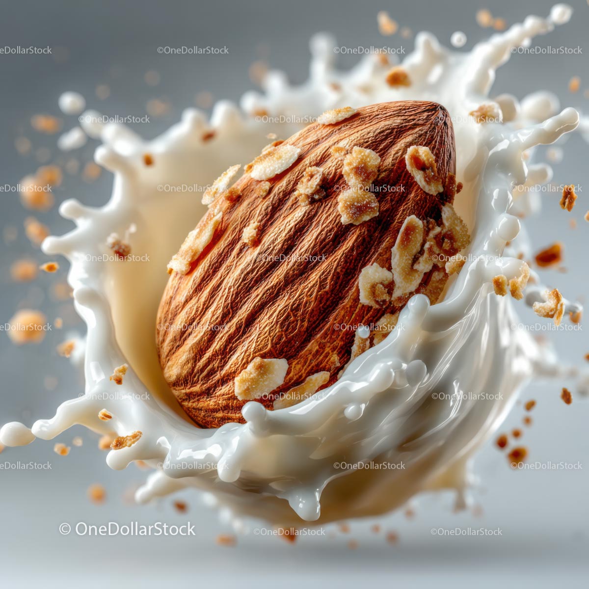 Fresh Almond in Creamy Milk Splash for Culinary Inspiration