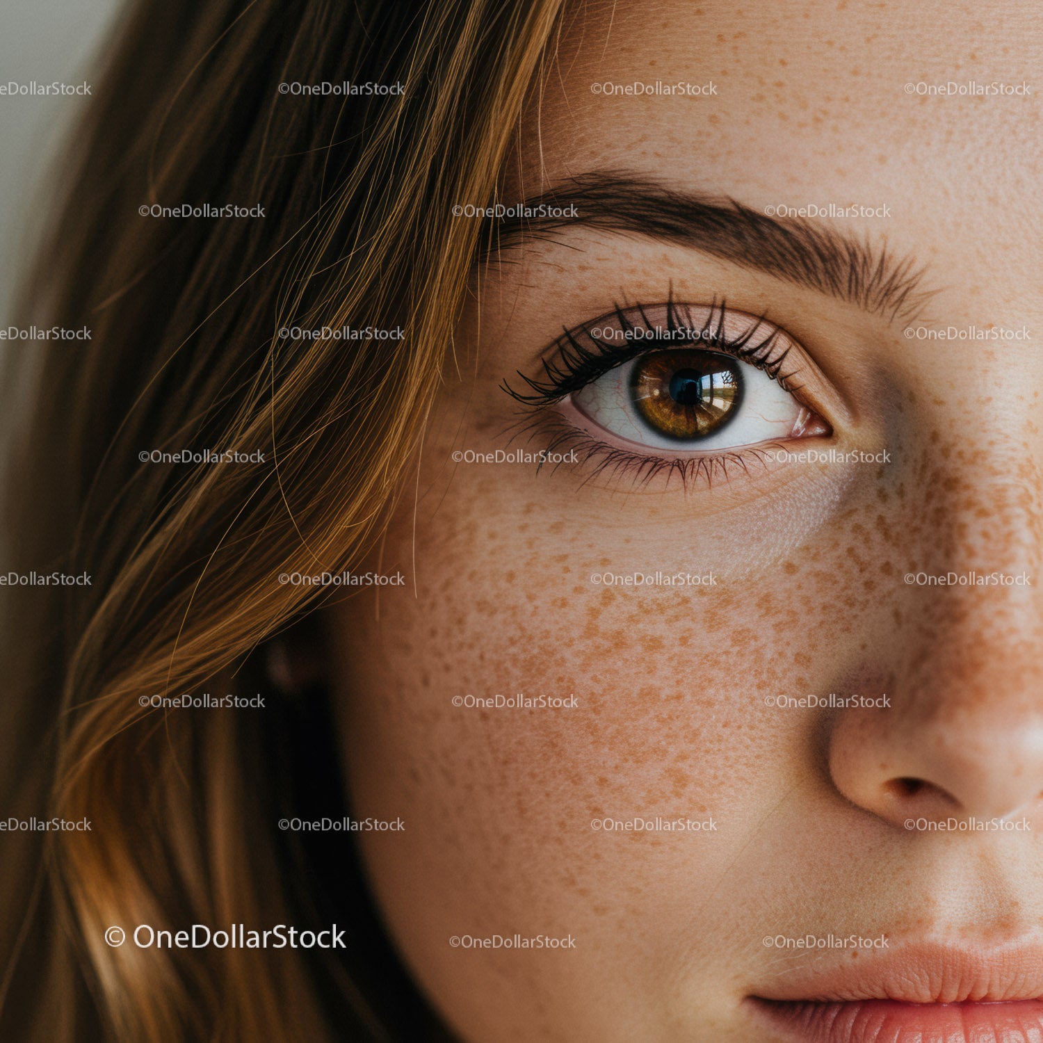 Close-up of a Brown Human Eye with Detailed Facial Features