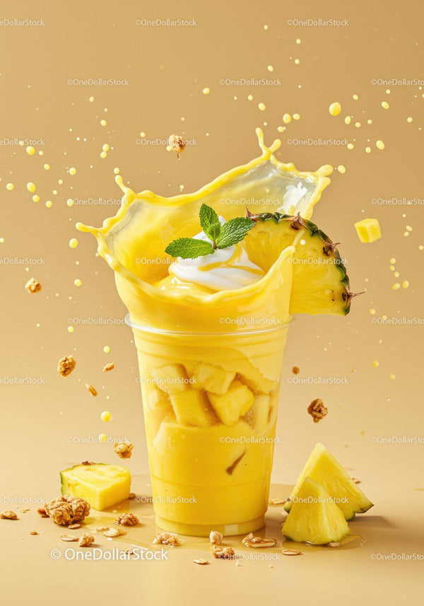 Tropikalny smoothie z ananasa z świeżą miętą