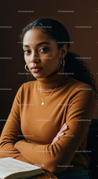 Elegant Young Woman with Gold Earrings and Silver Necklace