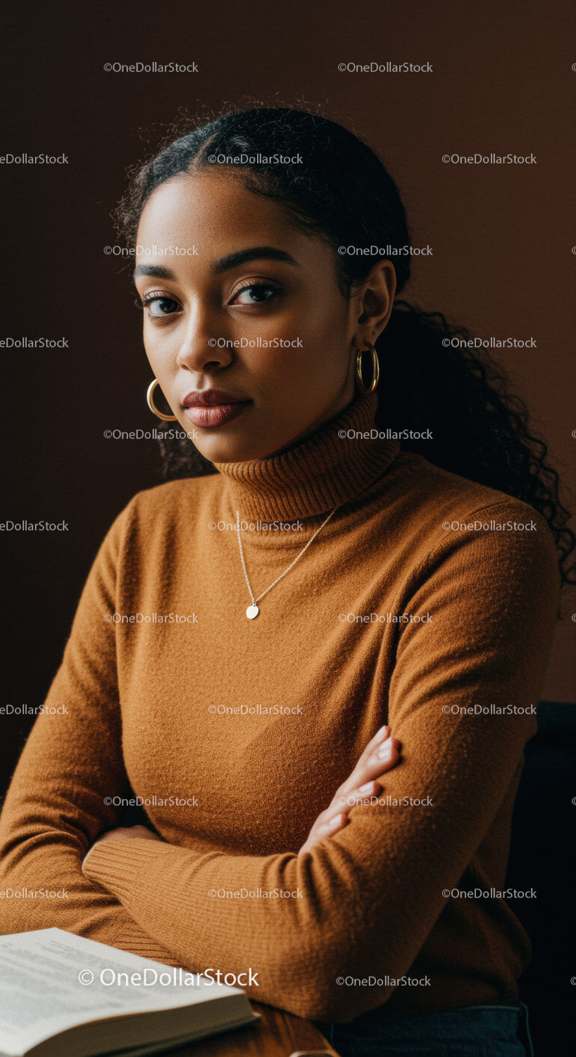 Elegant Young Woman with Gold Earrings and Silver Necklace