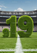 Green Grass Numbers 9 19 on Soccer Field in Stadium