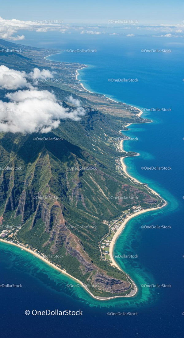 Breathtaking Aerial View of Rugged Mountain Cliffs and Turquoise Coastline