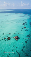 Breathtaking Tropical Island Overlooking Vibrant Coral Reefs and Clear Blue Ocean