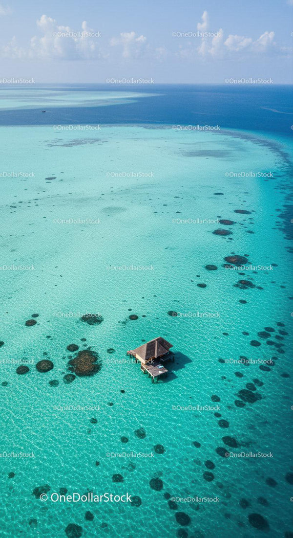 Breathtaking Tropical Island Overlooking Vibrant Coral Reefs and Clear Blue Ocean