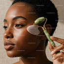 Close-up of an Elegant Woman Using Jade Roller for Facial Massage